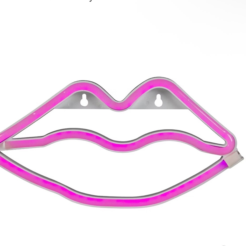 Pink Neon Lips Wall Light